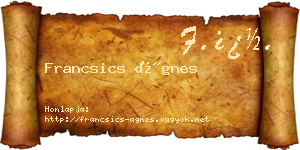 Francsics Ágnes névjegykártya